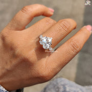 Heart & Marquise Cut Three Stone Moissanite Engagement Ring