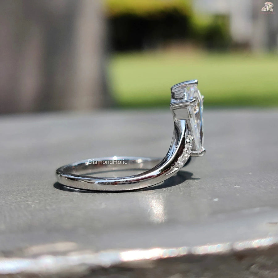 Kite Cut Moissanite White Gold Engagement Ring