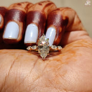 Marquise Cut Moissanite Ring With Hidden Halo Design