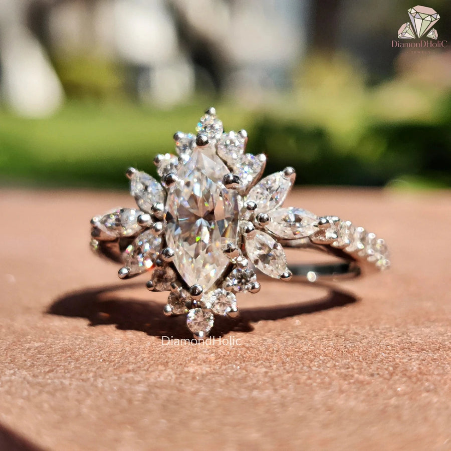 Marquise Cut Moissanite Cluster Ring