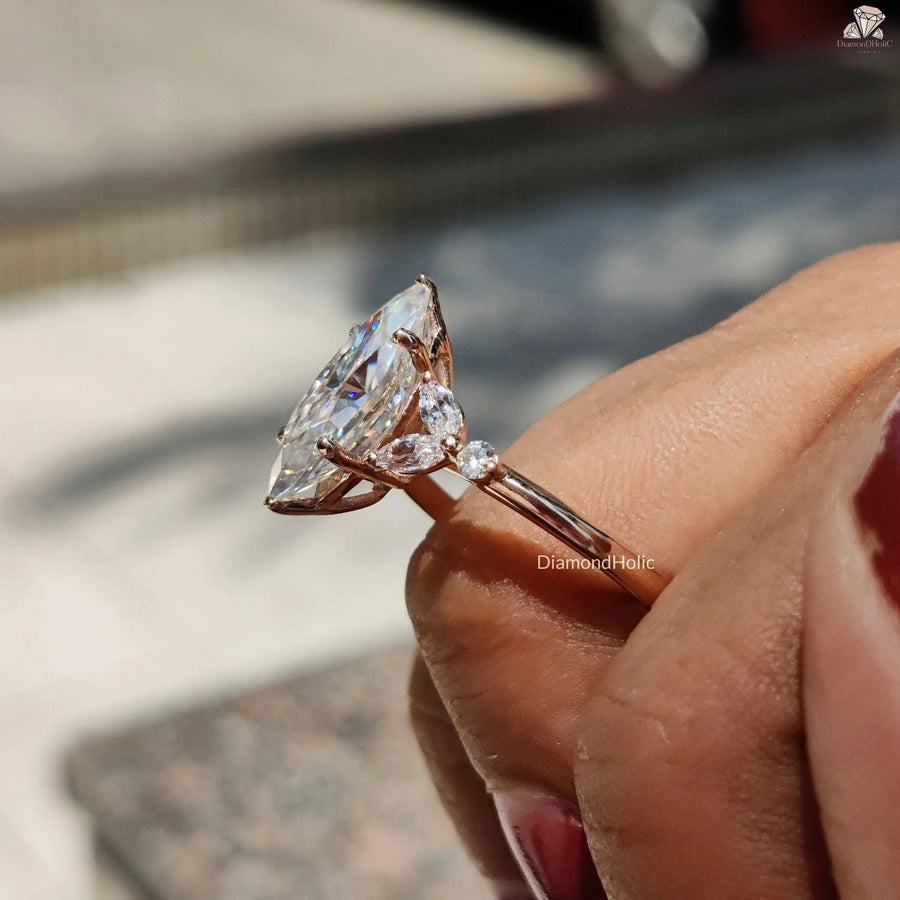 Marquise Cut Moissanite White Gold Engagement Ring