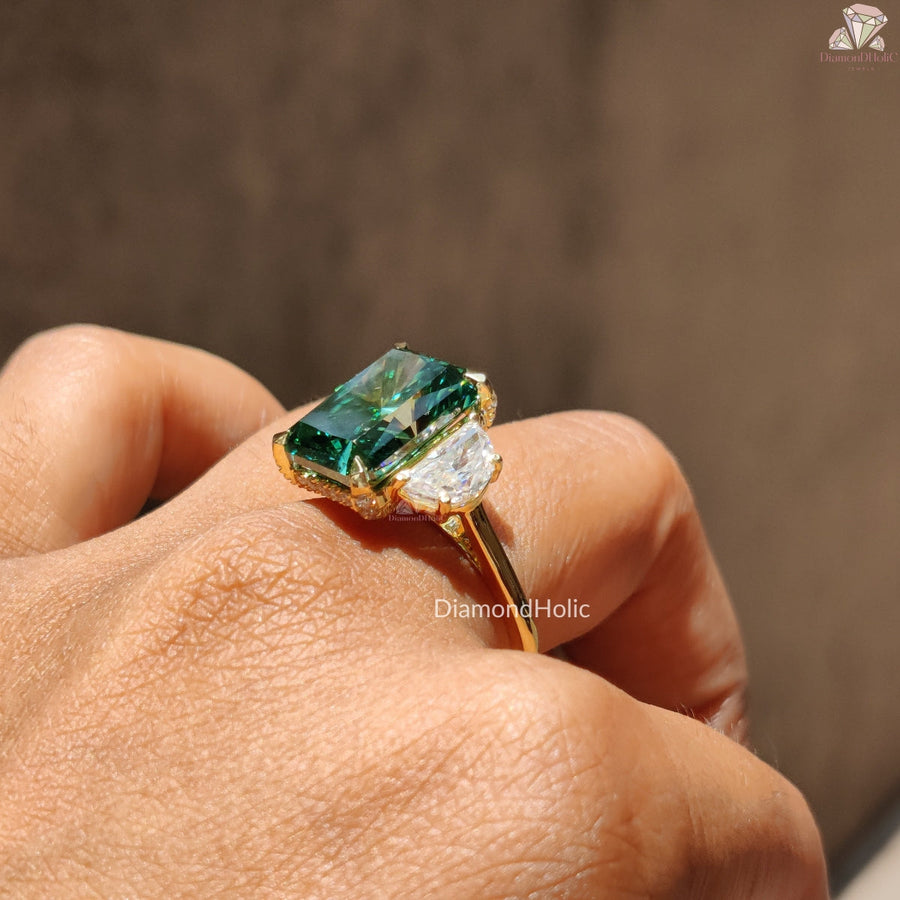 Moissanite 3 Stone Engagement Ring​