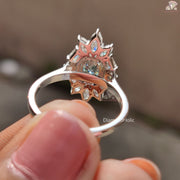 Moissanite Cluster Halo Engagement Ring