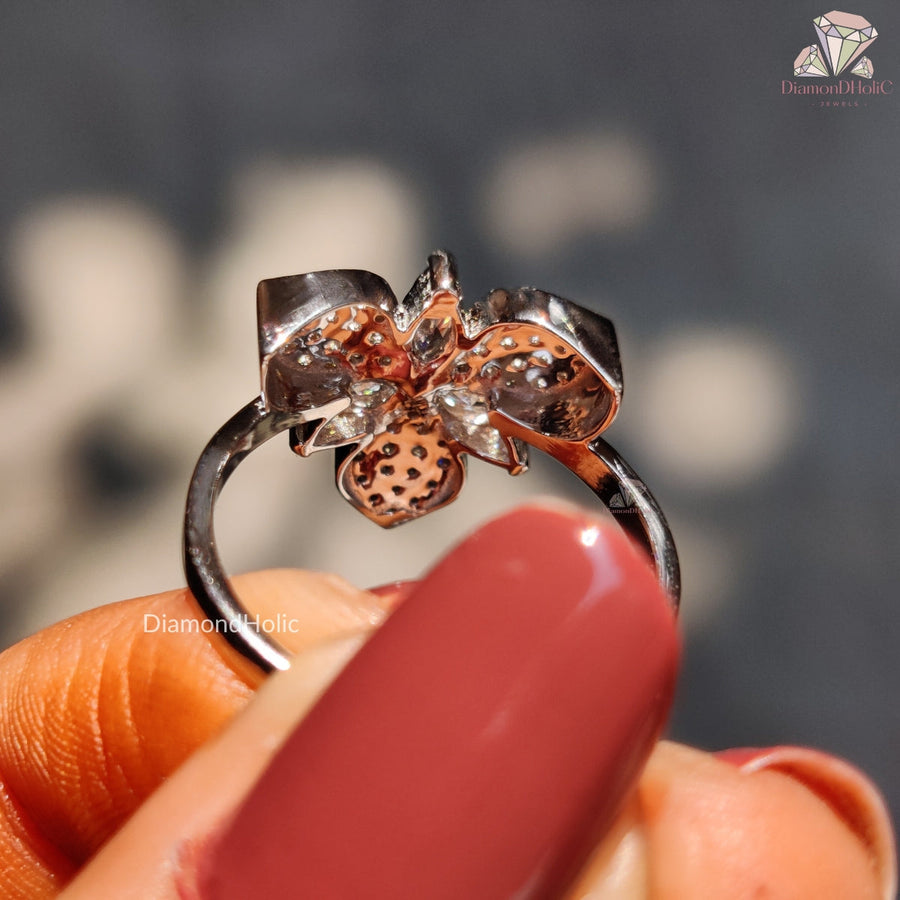 Cocktail Moissanite Engagement Ring in White Gold 