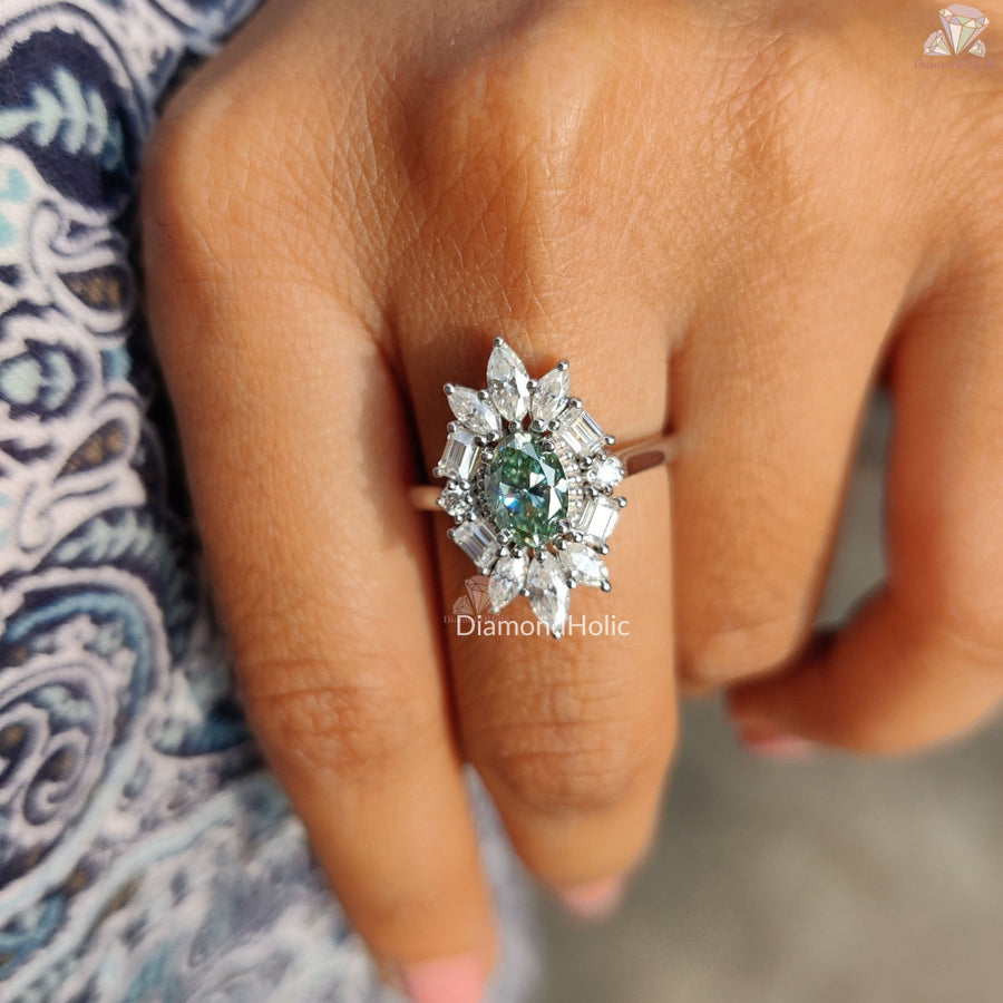 Moissanite Halo Engagement Ring