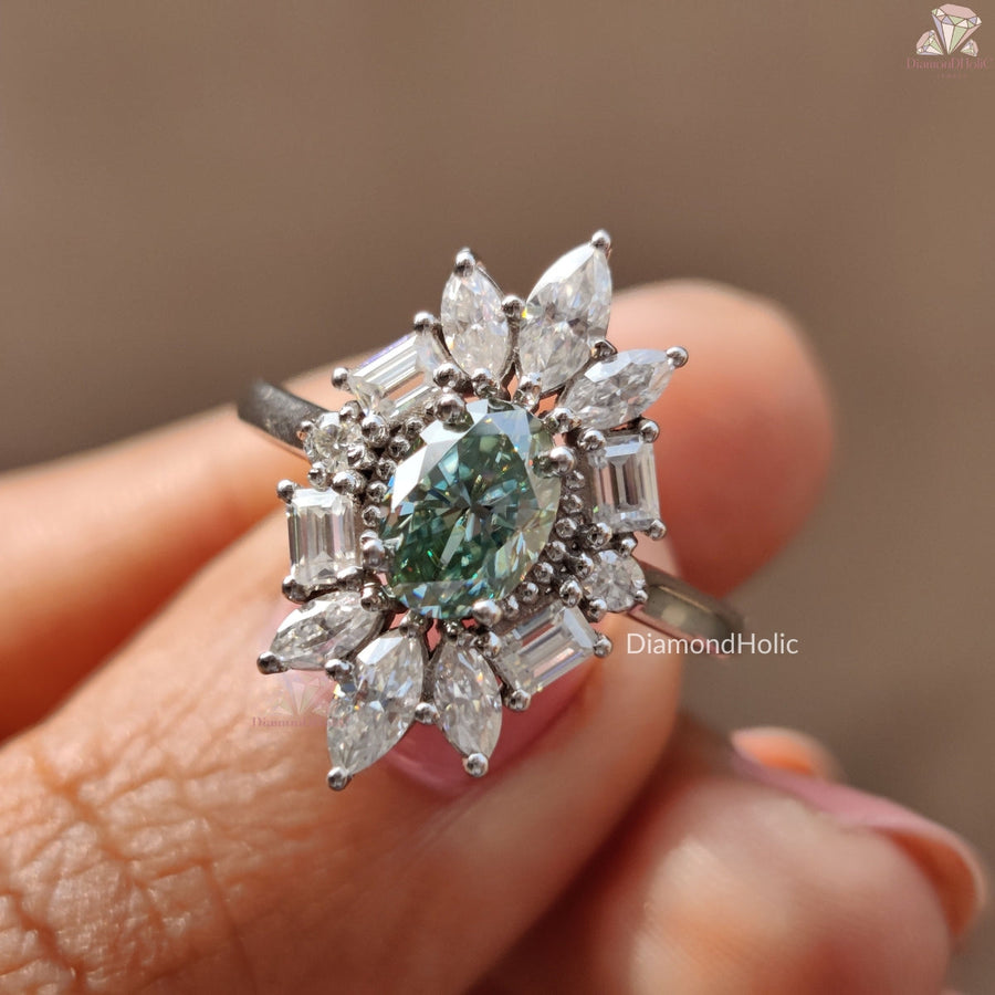 Moissanite Halo Engagement Ring