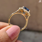 Moissanite Solitaire Halo Engagement Ring