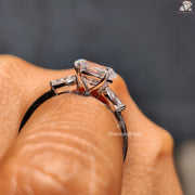 Moissanite Three Stone Engagement Ring