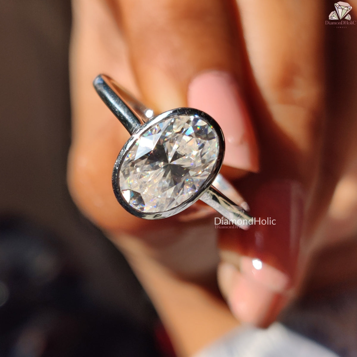 Oval Brilliant Cut Moissanite Engagement Ring