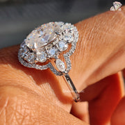 Oval Cut Moissanite Double Halo Engagement Ring