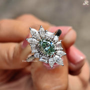 Oval Cut Moissanite Halo Engagement Ring