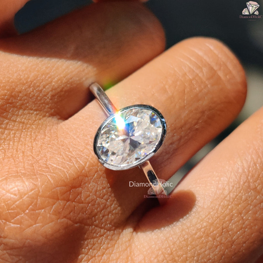 Oval Cut Moissanite Solitaire Engagement Ring