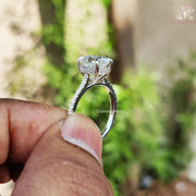 1.68 CT Oval Cut Pave Set Moissanite Engagement Ring 