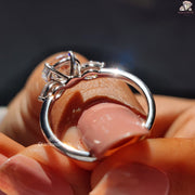 Oval Cut Three Stone Moissanite Ring In Solid White Gold