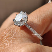 Portuguese Cut Moissanite Engagement Ring