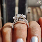Princess Cut Three Stone White Gold Moissanite Ring