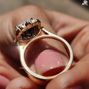 Radiant Cut Moissanite Solitaire Halo Engagement Ring