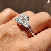 3.80 CT Radiant Cut Moissanite Three Stone Engagement Ring For Women