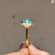 Radiant Cut Three Stone Design Moissanite Ring 
