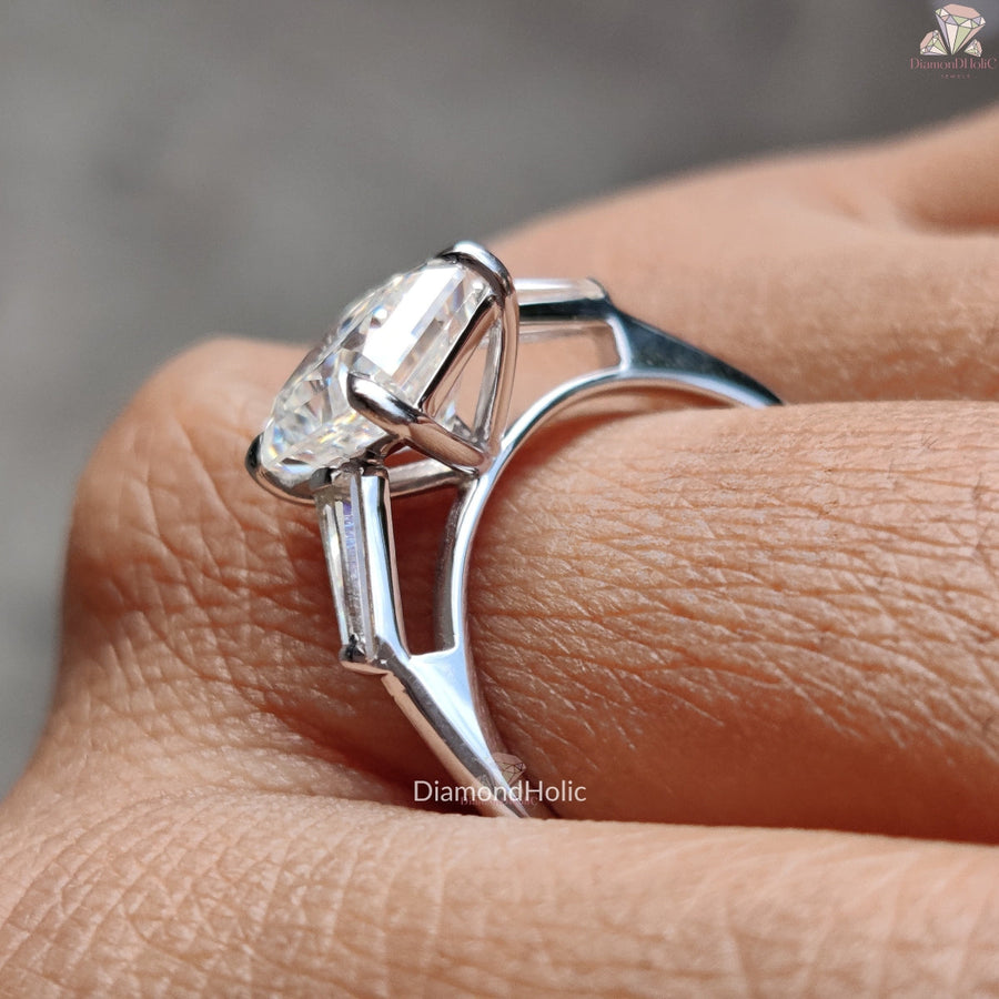 Radiant Cut White Gold Moissanite Ring For Women's
