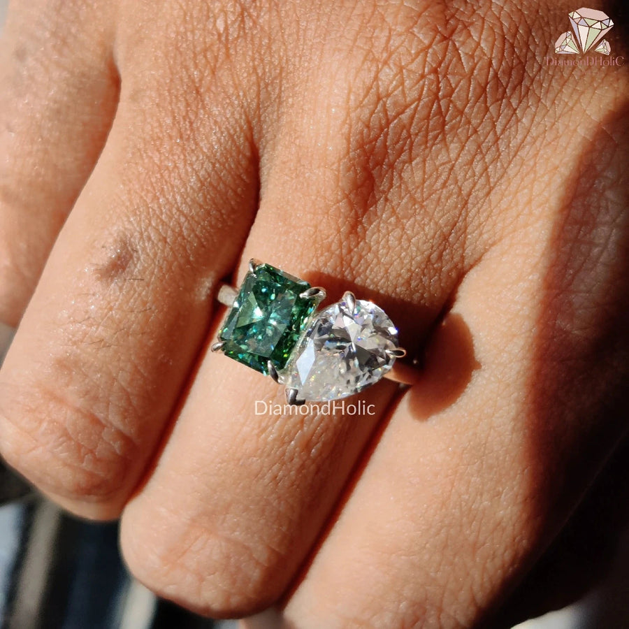 Radiant and Pear Cut Toi Et Moi Engagement Ring 