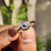 Rose Cut Moissanite Bezel Set Ring 