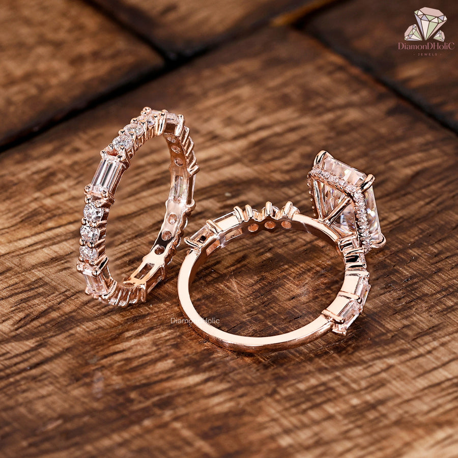 Rose Gold Moissanite Wedding Band