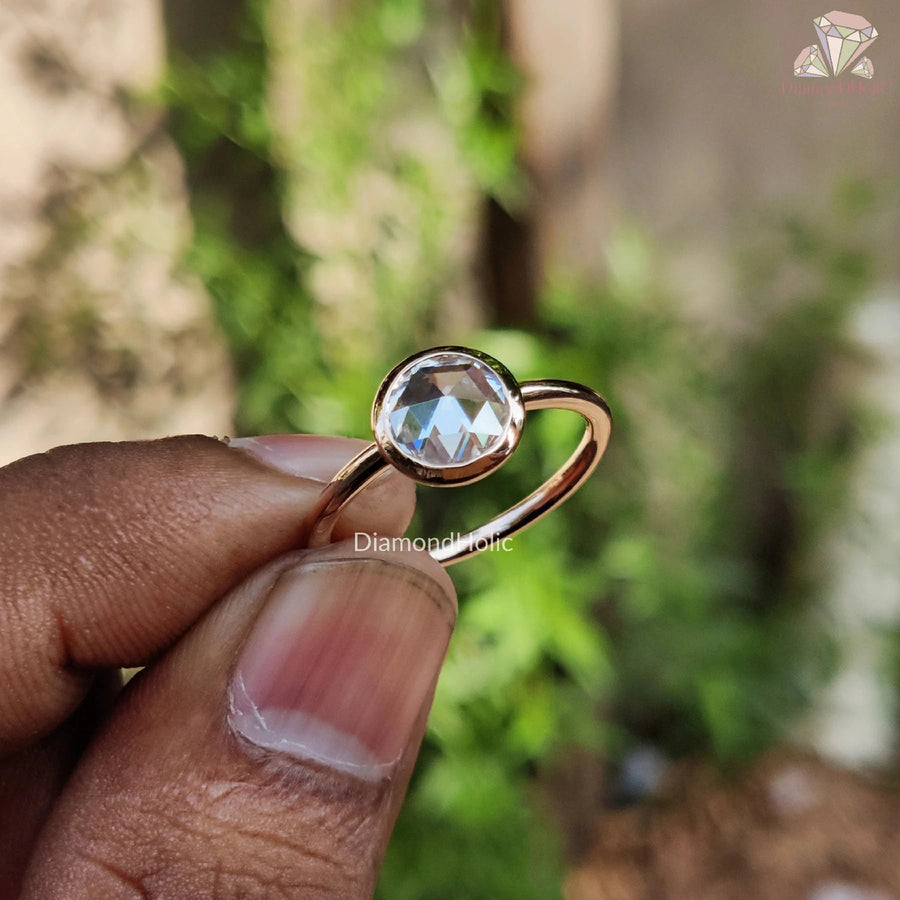 Round Cut Moissanite Rose Gold Ring 