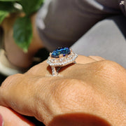 Royal Blue Sapphire Moissanite Engagement Ring