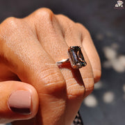 Emerald Cut Moissanite Solitaire Hidden Halo Engagement Ring