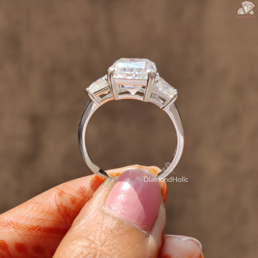 Moissanite Three Stone Engagement Ring
