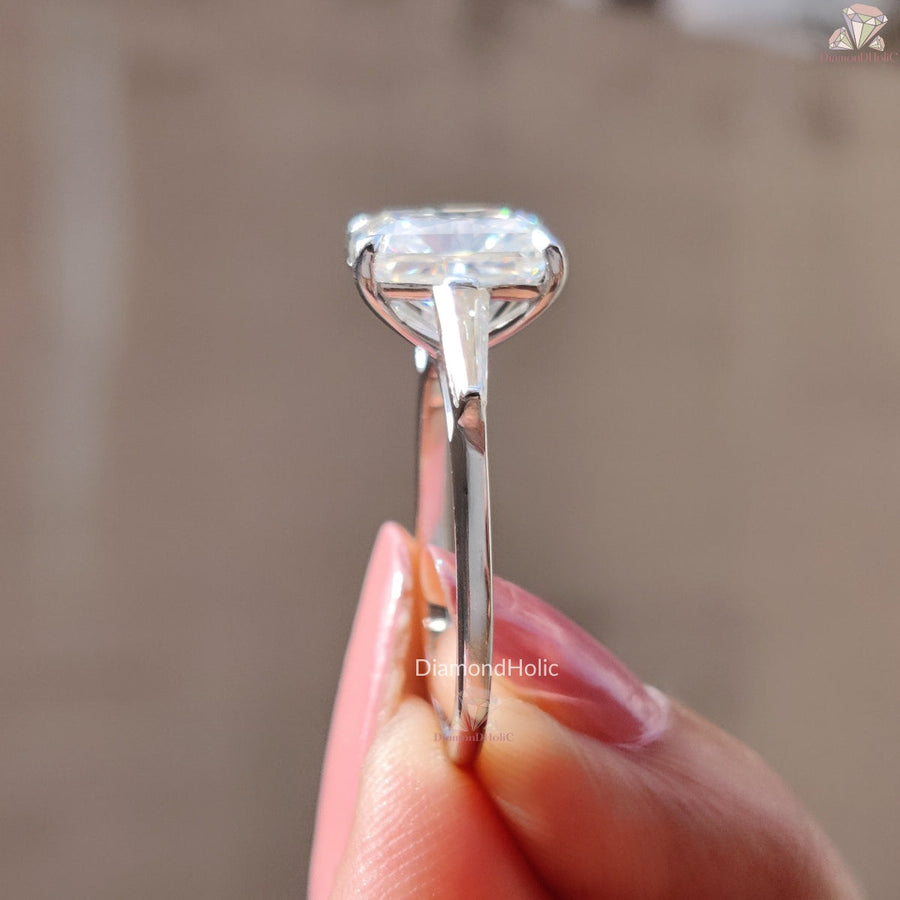 Three Stone White Gold Moissanite Ring