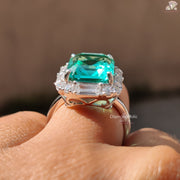 White Gold Moissanite Halo Engagement Ring 