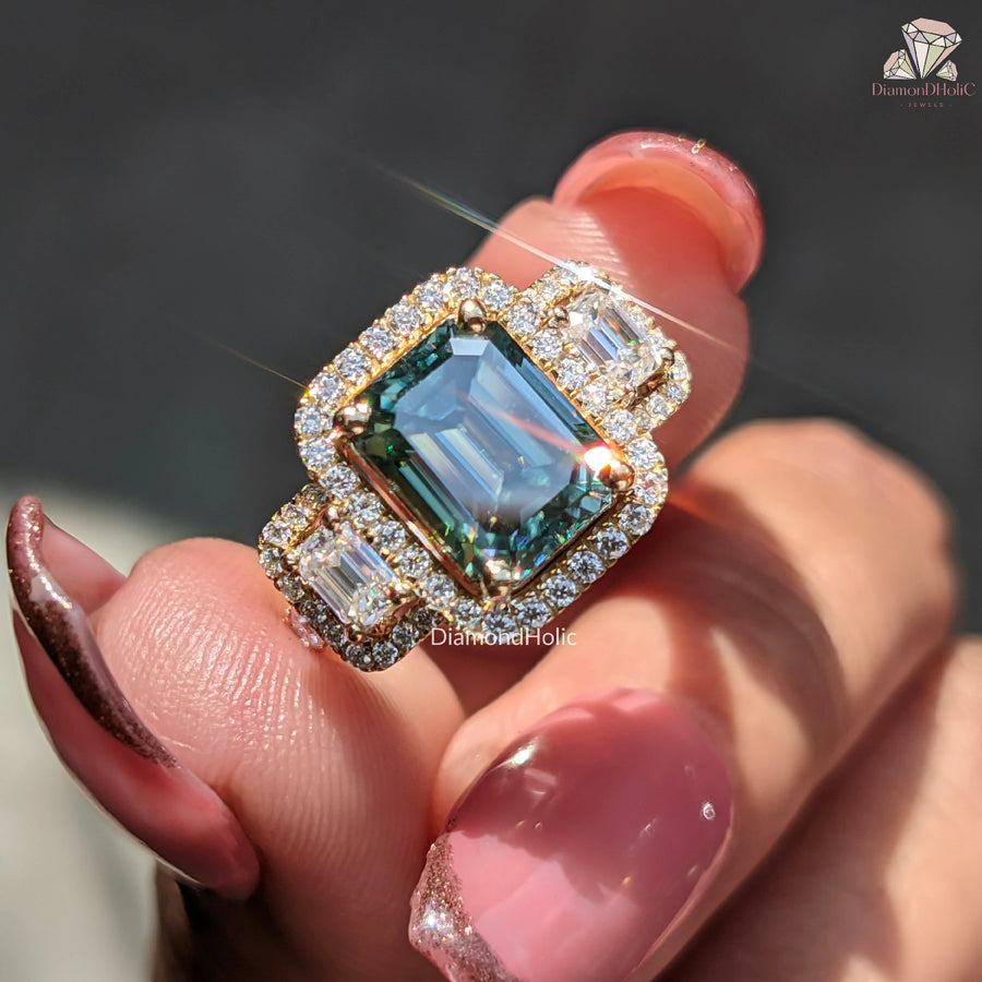 art deco three stone ring