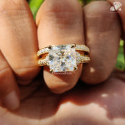 Wedding Band Set | Moissanite Radiant Ring | Engagement for Her

