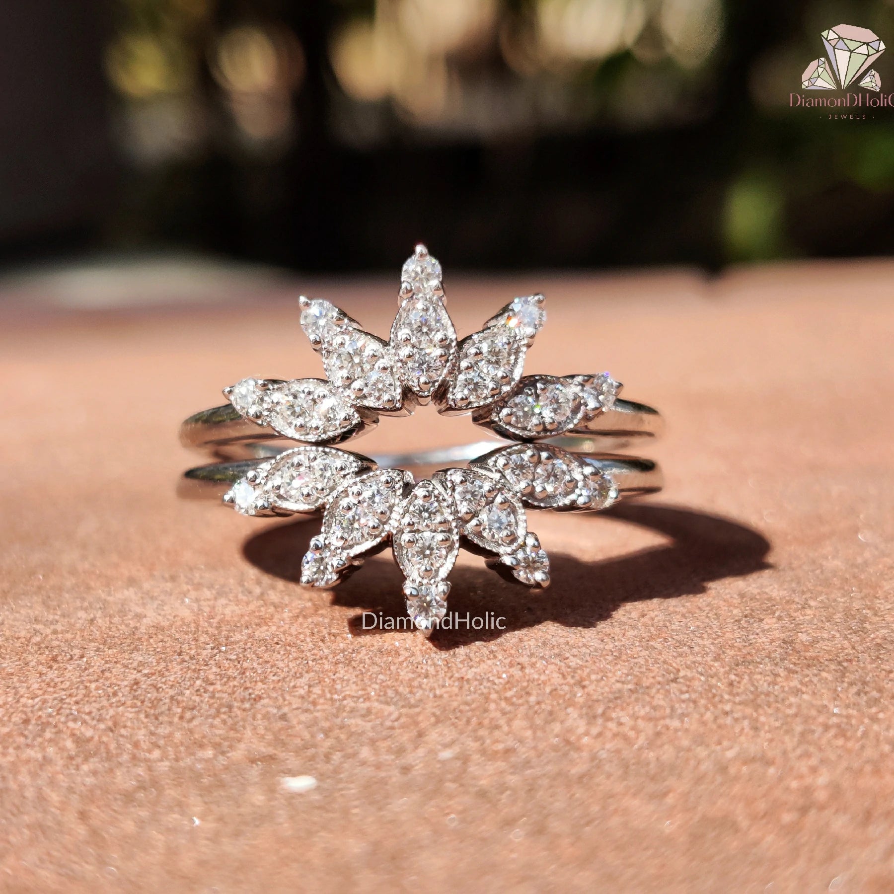 Regal and Romantic | Moissanite Curved Band | Sterling Silver Style

