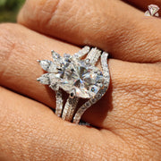 Moissanite Diamond Ring | Cushion Engagement Ring | Wedding Set

