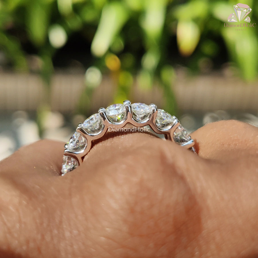Moissanite Wedding Ring | Round Eternity Band | Diamond Sparkle

