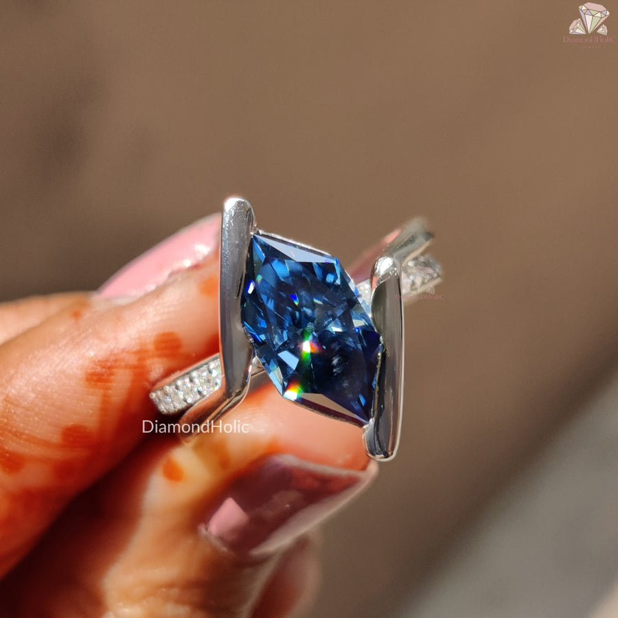 Dutch Marquise Cut Moissanite Solitaire Ring