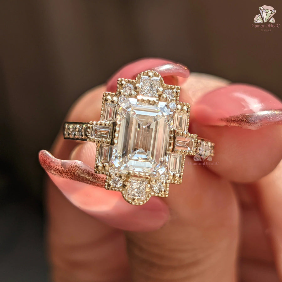 emerald ring | emerald diamond | emerald cut diamond ring | emerald