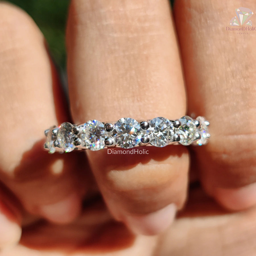 Round Cut Moissanite | Full Eternity Ring | Diamond Band for Her

