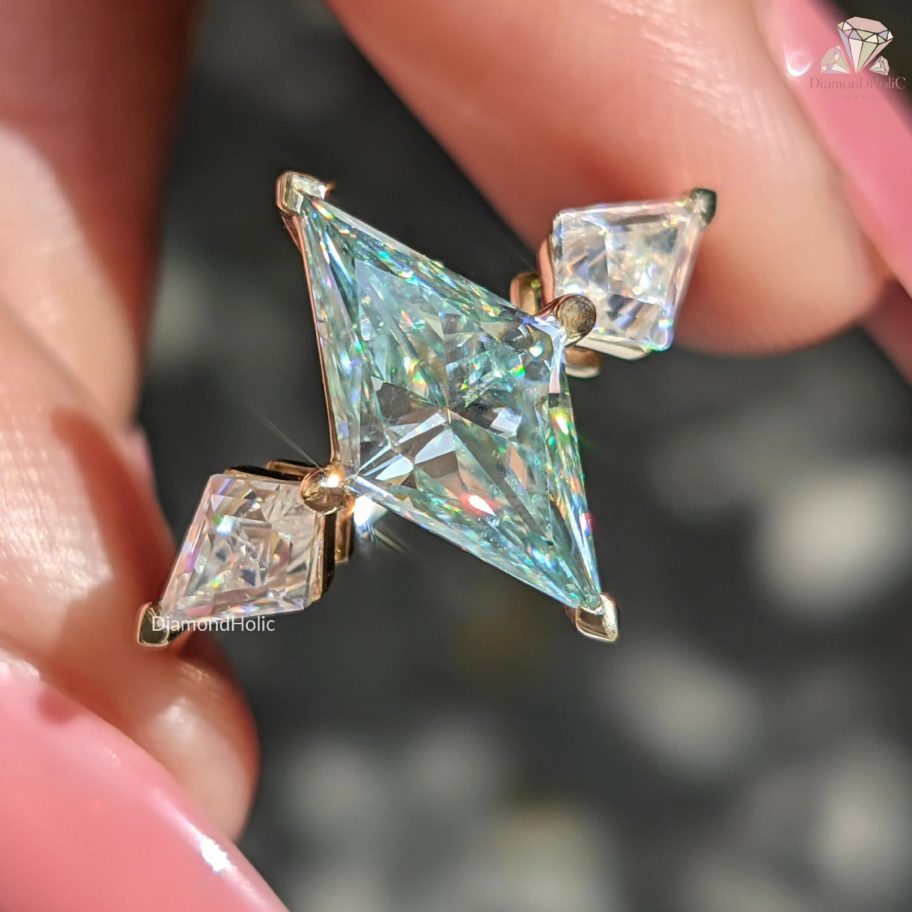 lozenge cut engagement ring
