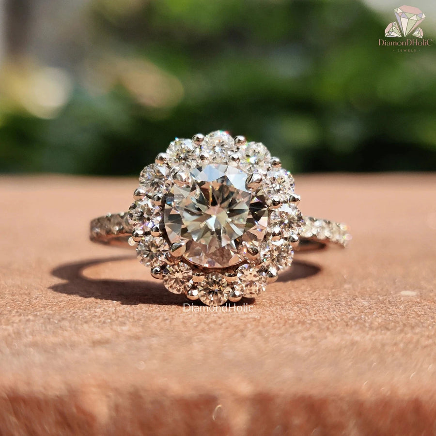 engagement rings with diamond halo​