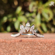 Moissanite Stack Ring | Marquise & Round Cut | Wedding Band Gold

