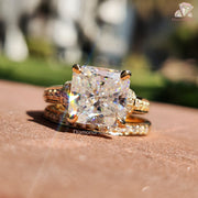 Radiant Cut Solitaire | Gold Wedding Band | Moissanite Love Ring

