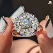 floral halo engagement ring | halo engagement ring
