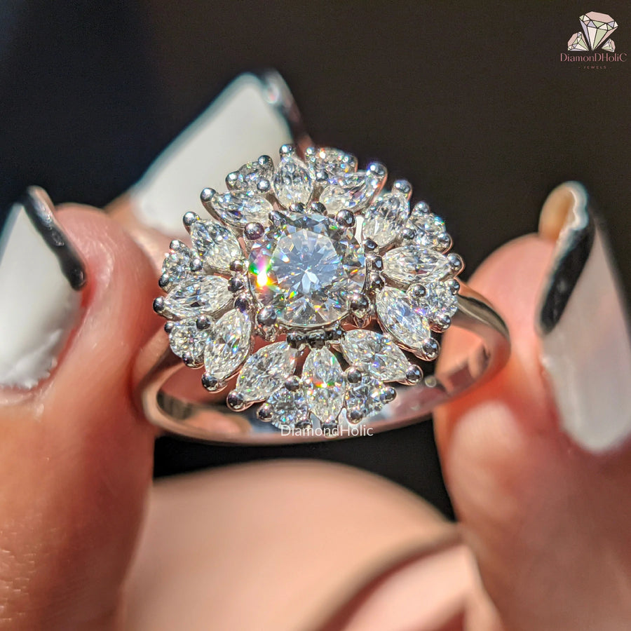 floral halo engagement ring | halo engagement ring