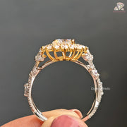floral halo ring | halo diamond engagement ring​ | sunflower halo ring