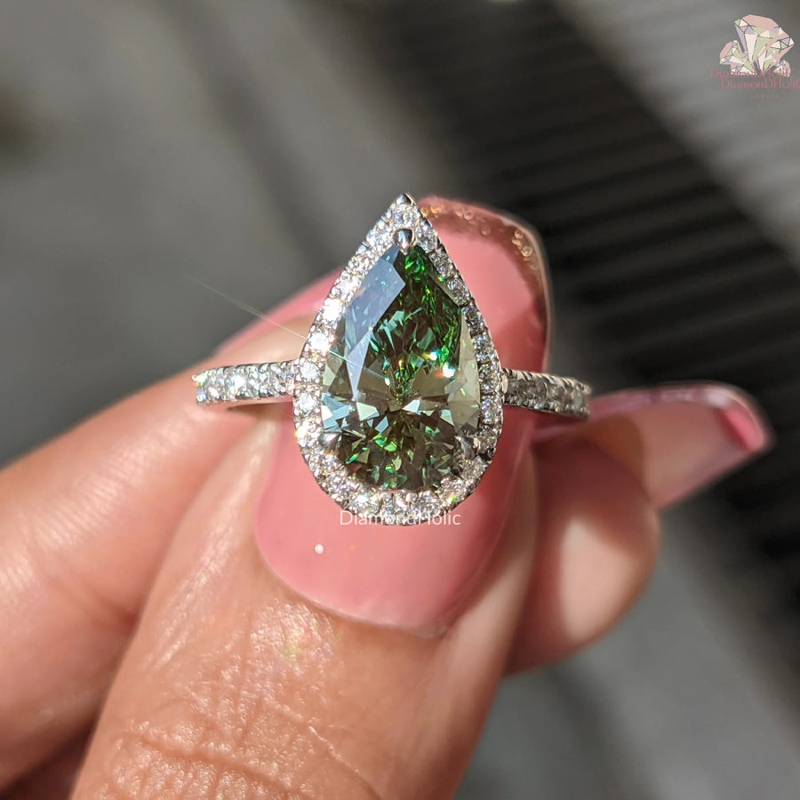 green lab grown rings