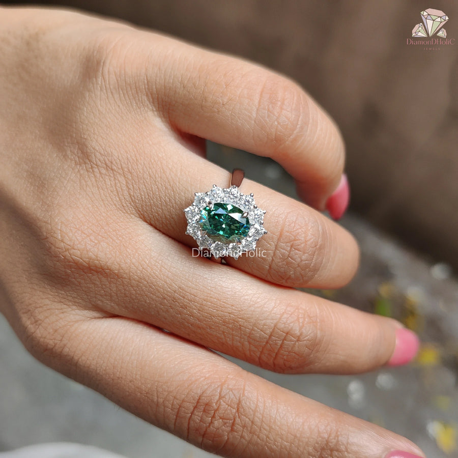 green moissanite ring | green diamond ring | green diamond engagement ring